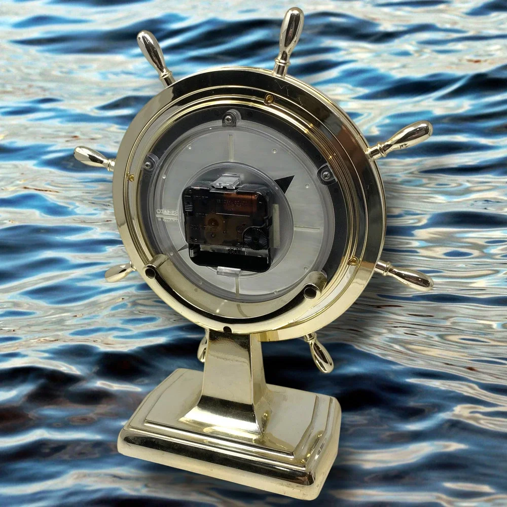 Vtg 1980's Seiko Ship Wheel World Time Clock Quartz Desk Clock Nautical QOZ153G